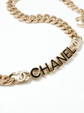 Chanel Choker Gold Black White Coco Mark Logo